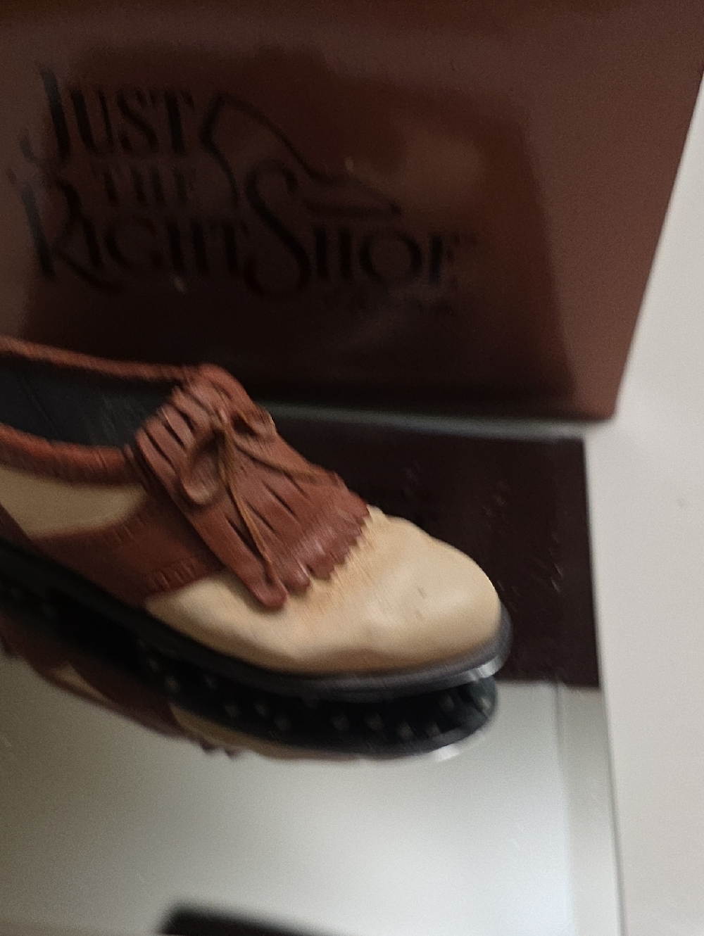 Just The Right Shoe Two-Tone Tan and Cream Golf Shoe